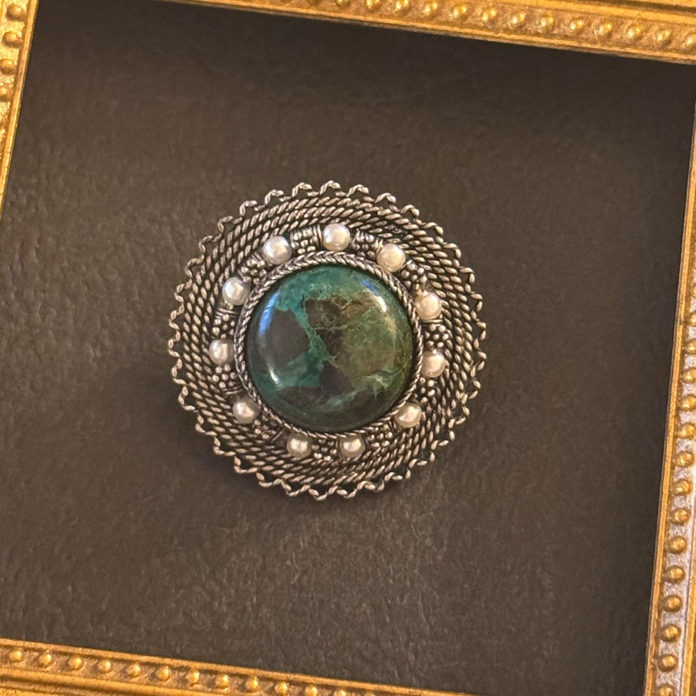 Sterling Eilat Stone VTG Brooch/Pendant - Picture 4 of 15